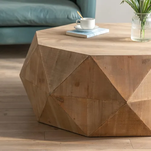 Vista 45 de Mesa auxiliar moderna de madera rústica de 2 niveles, mesas de noche compactas para sala de estar, mesita de noche rectangular minimalista