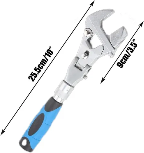 Vista 2 de Llave ajustable Flexhead, llaves de media luna de trinquete de 10 a 12 pulgadas con vástago de extensión retráctil y llave ajustable de cabeza