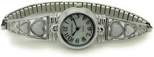 Vista 2 de Varsales Reloj de moda con diseño de piedras de corazón para mujer, con correa elástica
