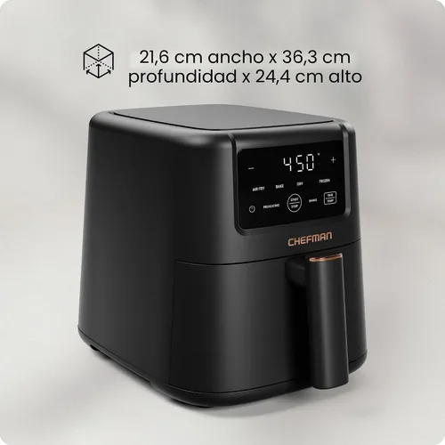 Vista 8 de Chefman Freidora de aire - Freidora de aire 4 en 1 delgada de 3.5 cuartos de galón, freír al aire, hornear, deshidratar, congelar, temperatura