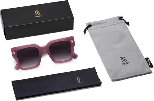 Vista 61 de SOJOS Gafas de sol cuadradas vintage de gran tamaño para mujer, estilo retro, de lujo, grandes, UV400 SJ2194