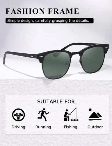 Vista 103 de AEVOGUE Gafas de sol polarizadas para mujeres y hombres semi marco retro gafas de sol AE0369
