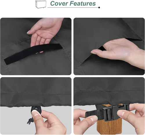 Vista 4 de Funda para Mesa de Café de Patio, Impermeable Rectangular Pequeña Funda para Mesa Auxiliar para Muebles de Exterior 36L x 22A x 18Al pulgadas, Negro