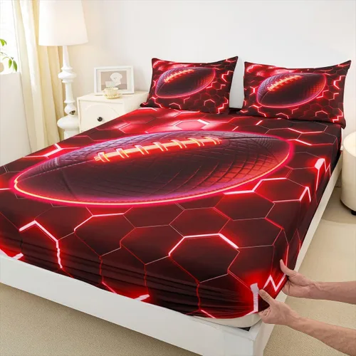 Vista 47 de Erosebridal Graffiti Rugby Ball Sheets for Boys Girls Colorful Rugby Helmet Fitted Sheet,Sports Kids Bedding Sets Football Game Bed Sets Twin 2 Piece
