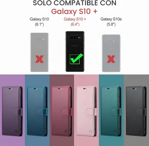 Vista 2 de FLIPALM Funda tipo cartera para Samsung Galaxy S10+/S10 Plus 6.4", color Negro