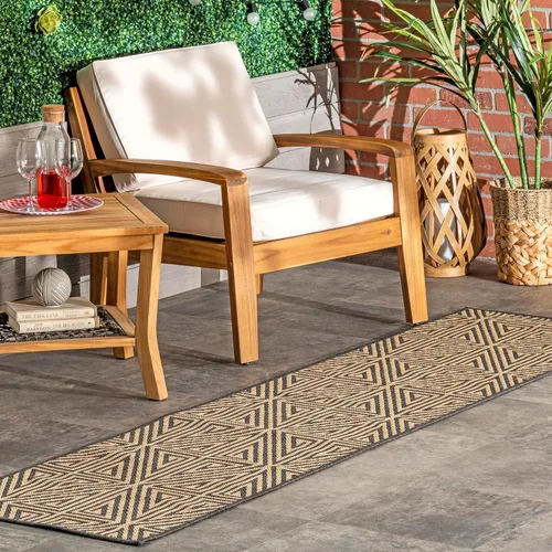Vista 12 de nuLOOM Harvey - Alfombra abstracta de enrejado para interiores y exteriores, 4 x 6, carbón