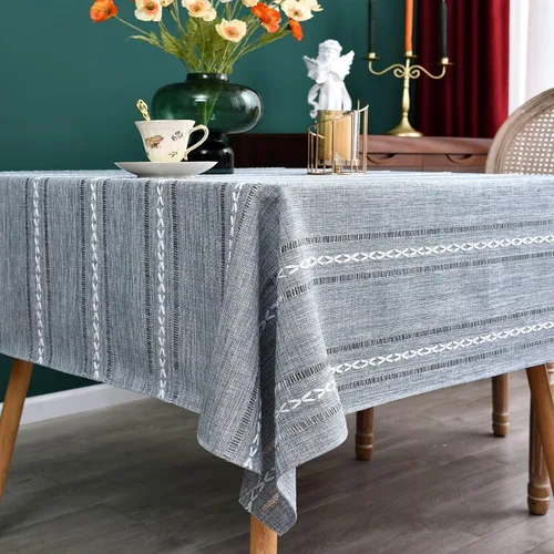 Vista 16 de NEWISHER Mantel cuadrado pequeño bordado rústico de 20 x 20 pulgadas, mantel de tela jacquard a rayas lavable para mesa de comedor para mesita