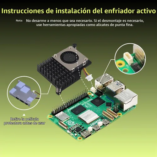 Vista 6 de iRasptek Kit de inicio para Raspberry Pi 5 8GB RAM: incluye placa de 8 GB, adaptador de alimentación USB-C Pi5 de 5.1 V 5 A, carcasa de metal Pi5