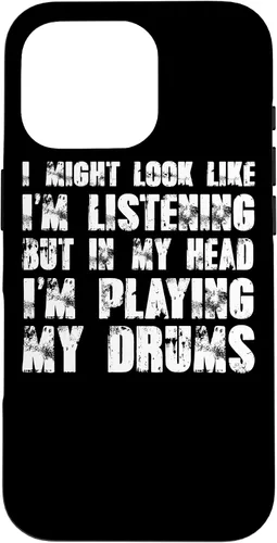 Vista 20 de iPhone 12/12 Pro Might Look Like I'm Listening Playing Drums - Estuche divertido para batería