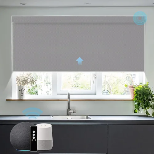 Vista 13 de SmartWings Z-Wave/Zigbee Smart - Persianas enrollables, vinilo beige Persianas motorizadas eléctricas 100% opacas con control remoto, persianas