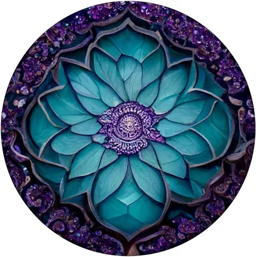 Vista 3 de PopSockets intercambiables con patrón de mandala morado verde azulado