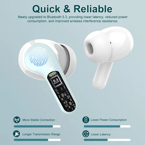 Vista 2 de Auriculares inalámbricos, Auriculares Bluetooth 5.4 HiFi Estéreo, Auriculares Bluetooth con Micrófono ENC de Cancelación de Ruido, Auriculares