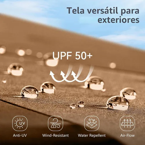 Vista 9 de MFSTUDIO Paraguas de patio de 15 pies con luces solares y base, doble cara Leonado
