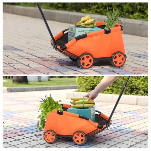 Vista 7 de Mini cochecitos para perros para mini mascotas, carritos de compras multifuncionales plegables con mango extensible, cojín integrado y cuerda