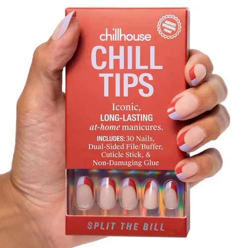 Vista 8 de Chillhouse - Kit de uñas a presión con punta francesa Chill Tips, Bougie Barre (almendra) - 30 formas y tamaños de uñas - 2 semanas de uso - Ajuste