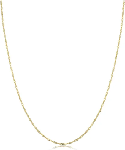 Vista 7 de Kooljewelry Cadena clásica de Singapur para mujer, collar de cadena de oro amarillo de 10 quilates, acabado pulido
