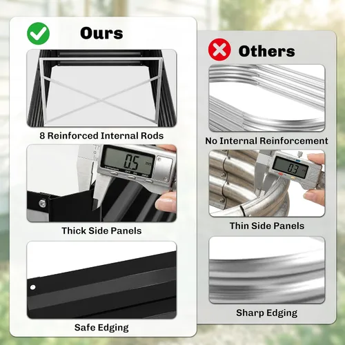 Vista 4 de Outsunny Kit de cama de jardín elevada galvanizada con barras de refuerzo, maceta de metal grande y alta para verduras, flores y hierbas, 6 x 3 x 2