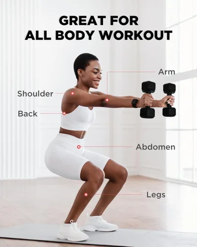 Vista 5 de Dumbbell Sets With Rack - 5/15/20/25/36lb Dumbbells Pair Hand Weights Set of 2 - Easy Grip - Arm Weights for Strength Training Workouts Fitness Negro