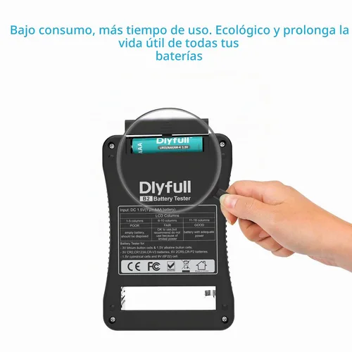 Vista 5 de Probador de Batería, Dlyfull Comprobador de Batería Universal con Pantalla LCD para Pilas AA, AAA, C, D, 9V, CR2032, CR123A, CR2, CRV3, 2CR5, CRP2