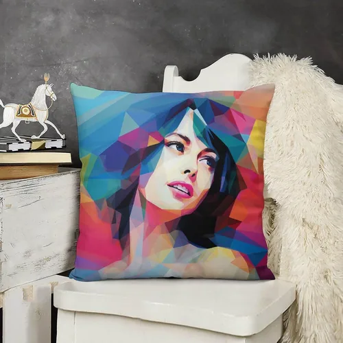 Vista 10 de Almohadas grandes para cama, fundas de almohada abstractas coloridas con patrón de rayas verticales, fundas de almohada cuadradas suaves, fundas