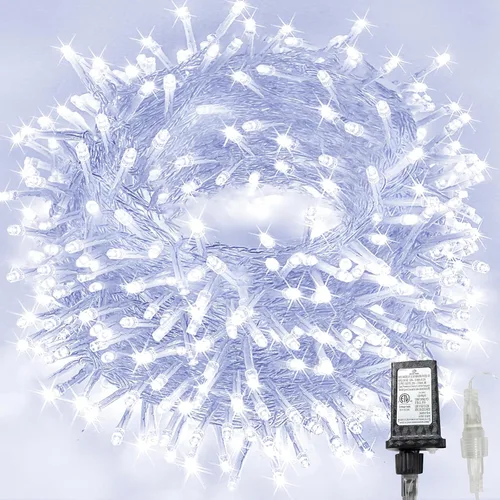 Vista 13 de Guirnalda de luces de Navidad de 66 pies y 200 luces LED para exteriores e interiores, luces decorativas extensibles e impermeables con cable