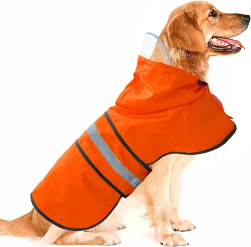 Vista 31 de Impermeable para Perros Resistente al Agua Reflectante - Poncho Ligero Transpirable con Capucha Abrigo Chaqueta de Lluvia con Correa Ajustable
