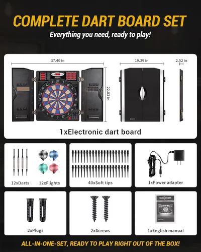 Vista 10 de WIN.MAX Electronic Dart Board Cabinet Set for Adults, Black