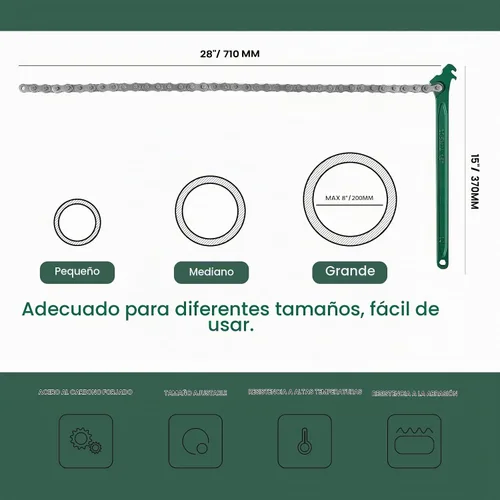 Vista 5 de Llave de cadena resistente de 15 pulgadas para semirremolque, llave inglesa de trinquete ajustable para filtro de aceite para accesorios de tubería