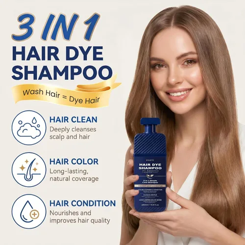 Vista 3 de Champú negro 3 en 1, champú de color instantáneo para una cobertura