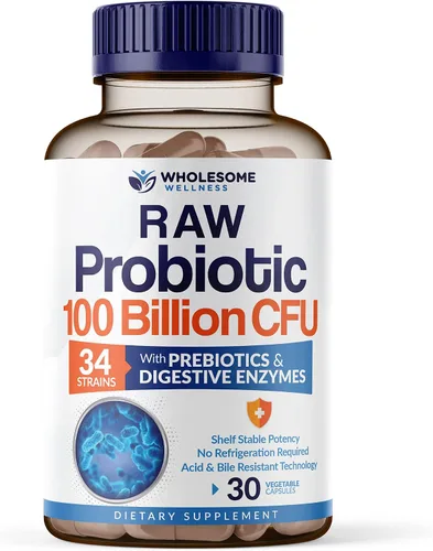 Vista 2 de Wholesome Wellness Probióticos orgánicos de 100 mil millones de UFC, formulados por Dr. para mujeres y hombres + cápsulas de vitamina C liposomal