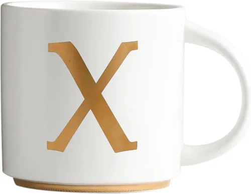 Vista 9 de COLLECTIVE HOME - Tazas de cerámica con monograma, tazas de café con inicial dorada de 15 onzas, elegantes tazas de té del alfabeto, elegante taza p