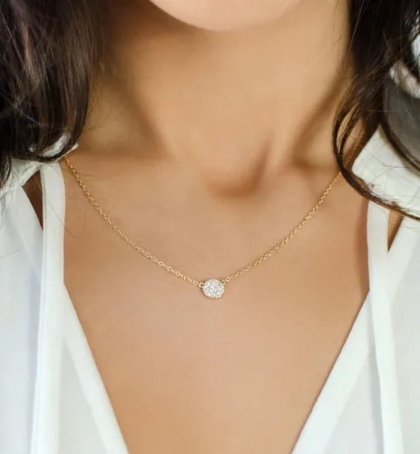 Vista 3 de A+O Collar de la amistad - Collar con circonita cúbica en oro, oro rosa, plata de ley