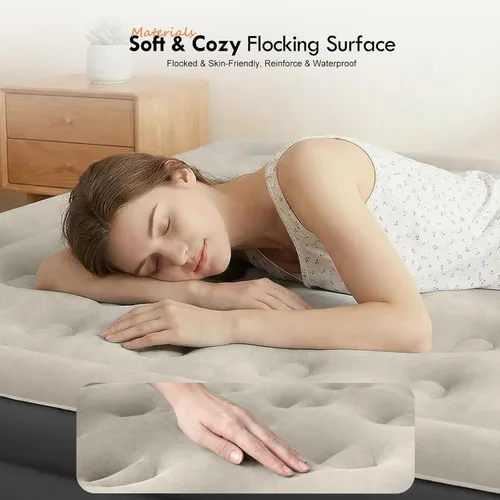 Vista 5 de DIMAR GARDEN Colchón de aire tamaño twin con cabecera y almohadas, cama inflable