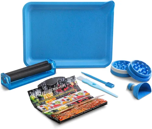 Vista 9 de CHEEMAR Juego de bandeja para enrollar cigarrillos con accesorios (estuche para cigarrillos, cargador de conos y cepillo) - Negro