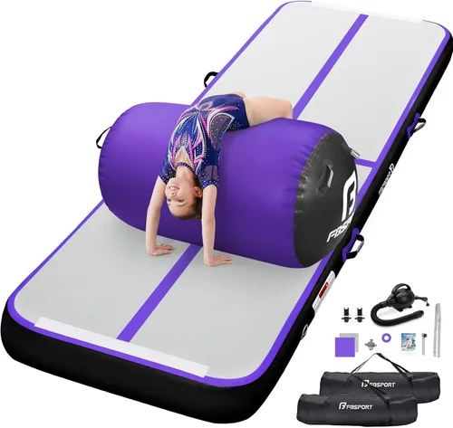 Vista 11 de Inflatable Air Gymnastics Mat 4 inches Thickness and Air Roller 40x23.6 inches with Electric Air Pump 10ft/13ft Training Mats for Home Use