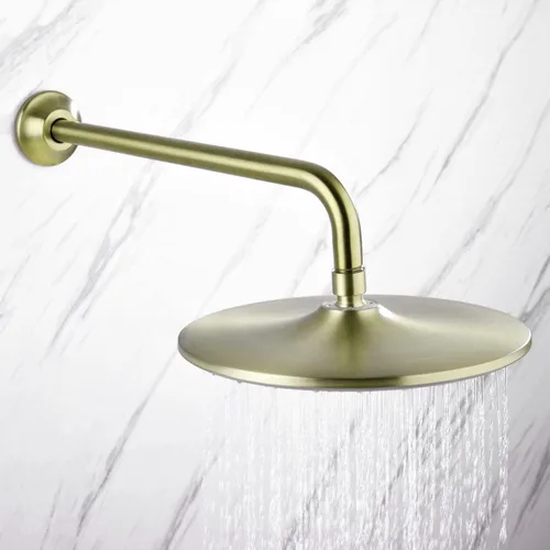 Vista 3 de BESTILL Brazo de extensión de cabezal de ducha en forma de L de 16 pulgadas, brazo de ducha y brida incluidos, oro cepillado