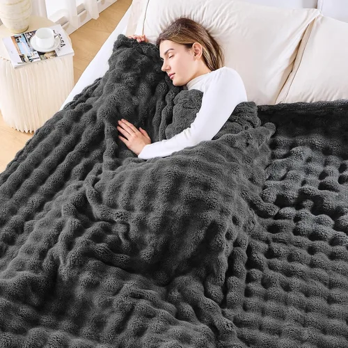 Vista 48 de NEWCOSPLAY Manta para Sofá Aqua Súper Suave de Franela Polar 3D Burbuja Ligera Manta de Cama para Uso en Todas las Estaciones (Aqua, Throw(50"x60"))