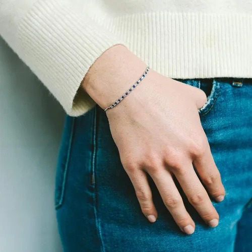 Vista 4 de Tirafina Gemstone and Lab-Created White Sapphire Adjustable Bolo Bracelet, Sterling Silver, Easy-On Easy-Off (6, 7 and 8 inch Wrist Size)