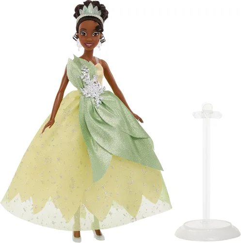 Vista 5 de Mattel Juguetes de princesa Disney, muñeca Tiana coleccionista que celebra los 100 años de maravilla de Disney, inspirada en la película La princesa