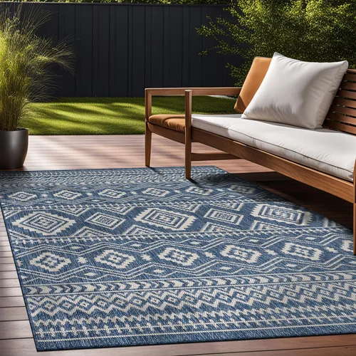 Vista 6 de Beverly Rug Waikiki Boho - Alfombra bohemia para interiores y exteriores, 5 x 7 pies, alfombra lavable para exteriores para patio, terraza, porche