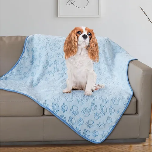 Vista 15 de Stuffed Manta Premium Suave para Perro Pequeña Beige, con Franela Beige Lindo Estampado de Huellas, 24 x 32 pulgadas, Manta para Gatos Suministros