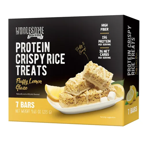 Vista 25 de Barritas de Arroz Crujiente de Proteína, 15g de Proteína, 3g-7g de Carbohidratos Netos, Bajo en Carbohidratos, Esponjoso, Suave, Gomoso, Sin Gluten