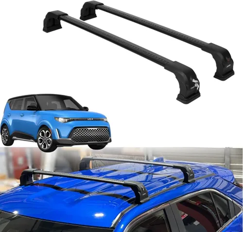 Vista 10 de ERKUL Barras transversales de techo para Kia Soul 2014-2019 Barras transversales de aluminio Aero mejoradas con bloqueo antirrobo para techo