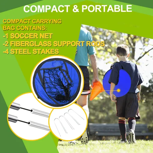 Vista 6 de EVERRUSH Porterías de Fútbol Desplegables con Redes para Patio Trasero Playa Entrenamiento de Fútbol Mini Portátil Plegable Ligera