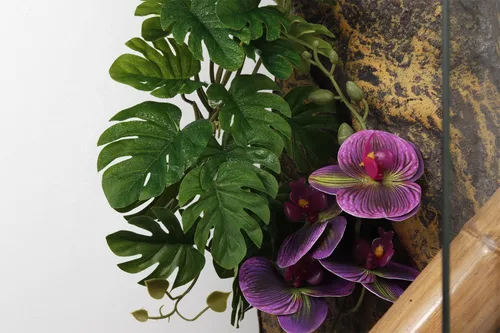 Vista 6 de Orquídeas falsas radiantes, decoración de tanque floral de terrario de reptiles estéticos