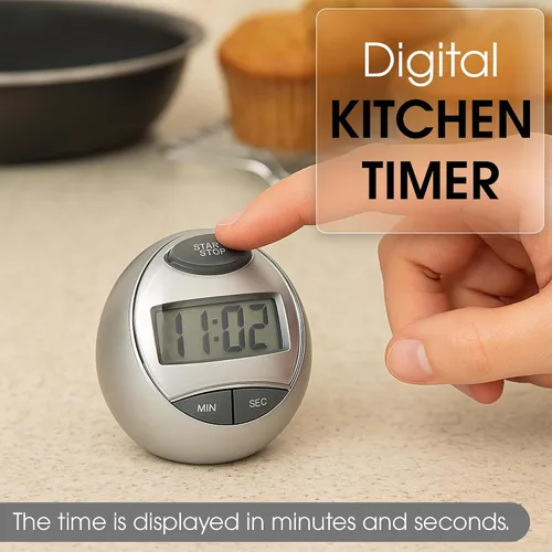 Vista 3 de Temporizador digital de cocina magnético: temporizador de cuenta regresiva y cronómetro, temporizador de huevos de pantalla grande para cocinar
