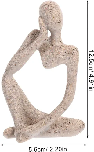 Vista 6 de Estatuilla de pensador de resina, escultura abstracta, estatua decorativa para el hogar, oficina, estantería y escritorio, arte estético único