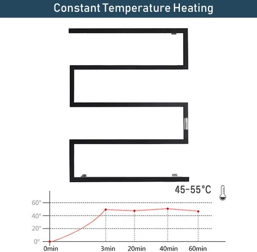 Vista 3 de Calentador de toallas con calefacción para baño, toallero eléctrico con temporizador de 2/4 horas, toallero de acero inoxidable montado en la pared