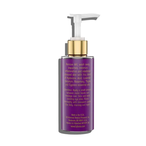 Vista 2 de Hylunia Gel limpiador facial - 5.1 fl oz - Lavanda, suero de ácido hialurónico - Acné - Reparación rápida de la piel Hydrating Cleanser & Makeup