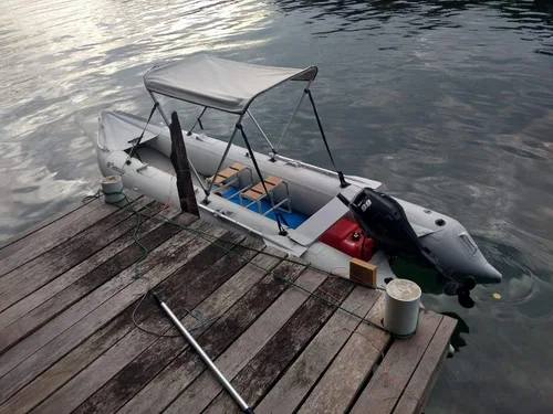 Vista 7 de BRIS Kayak inflable de 15.4 pies para 4 personas en canoa